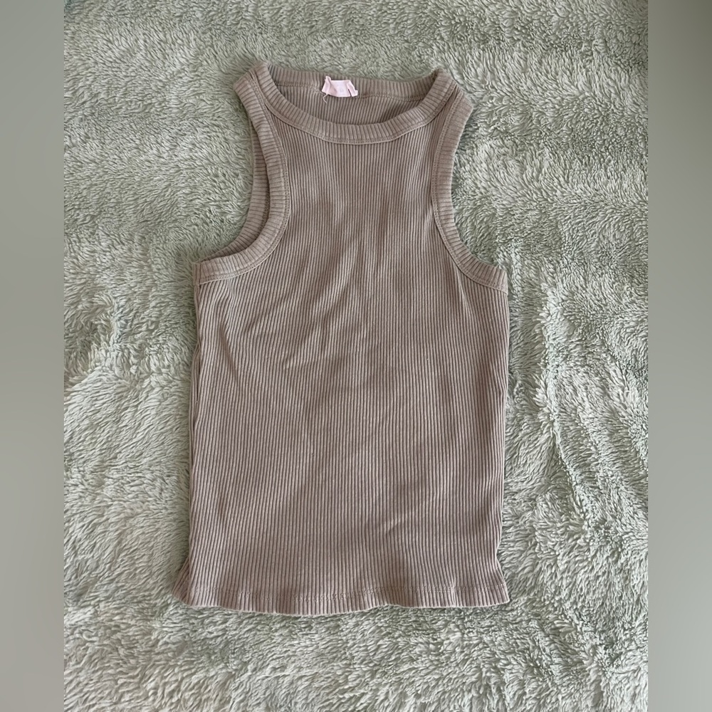 green form fitting tank top